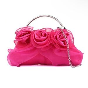 Classy Fuchsia Floral Going-Out Clutch Handbag
